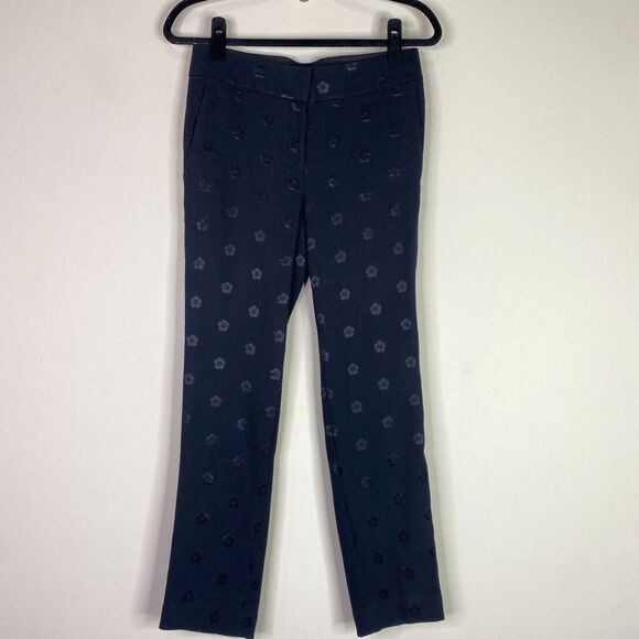 LOFT Black Floral Print Marisa Pant Women's Size 2 - Picture 1 of 9